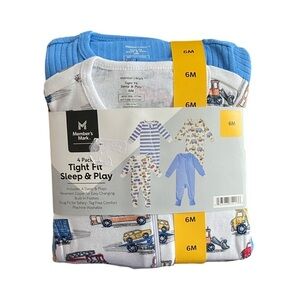 Member's Mark Infant 4 Piece Tight Fit Sleep & Play Set NWT Size 6M